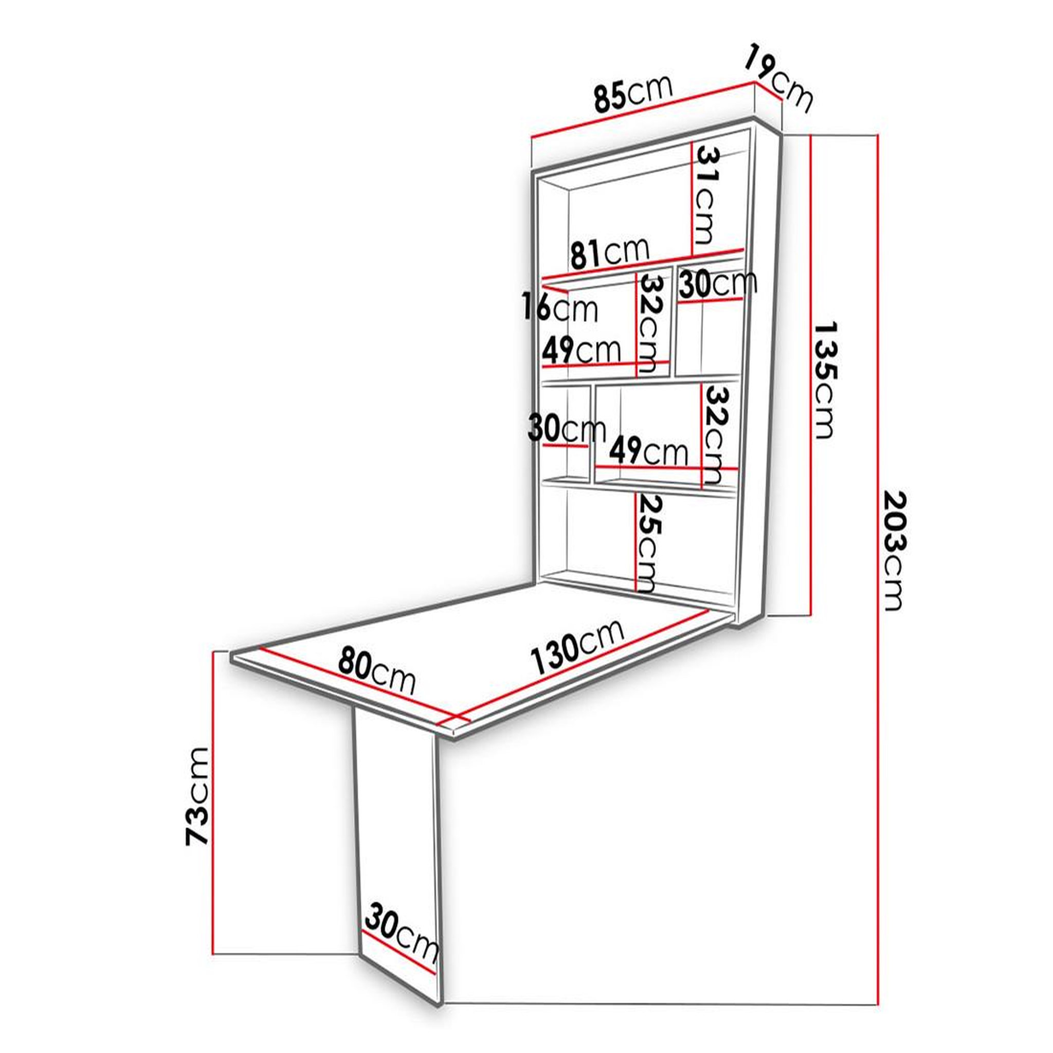 Voir la diapositive 6 : BEST MOBILIER Mondrian - table murale rabattable avec rangements - 4 personnes