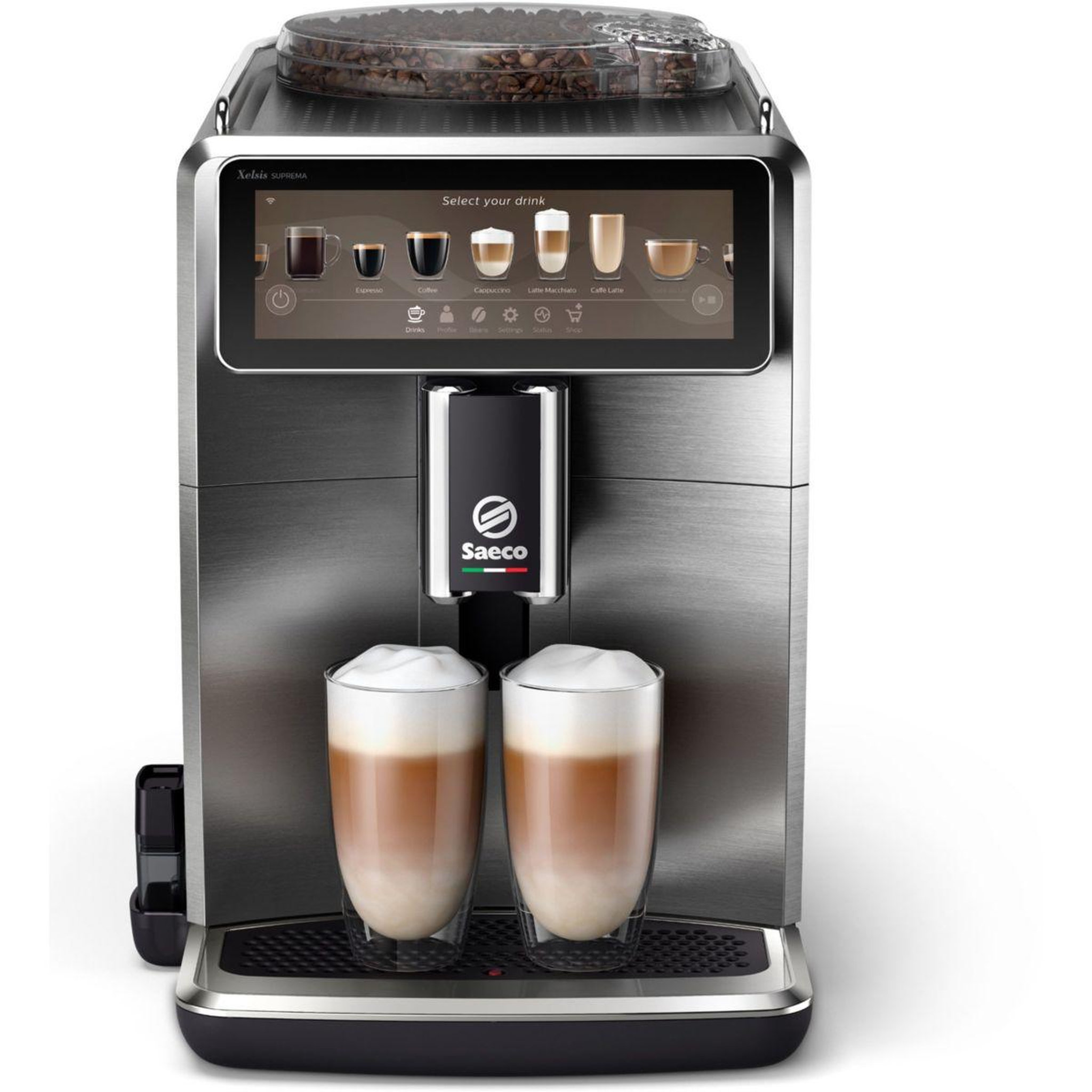 SAECO Expresso broyeur sm8889 cafetière à grain xelsis supréma en métal, connectée, avec carafe à lait