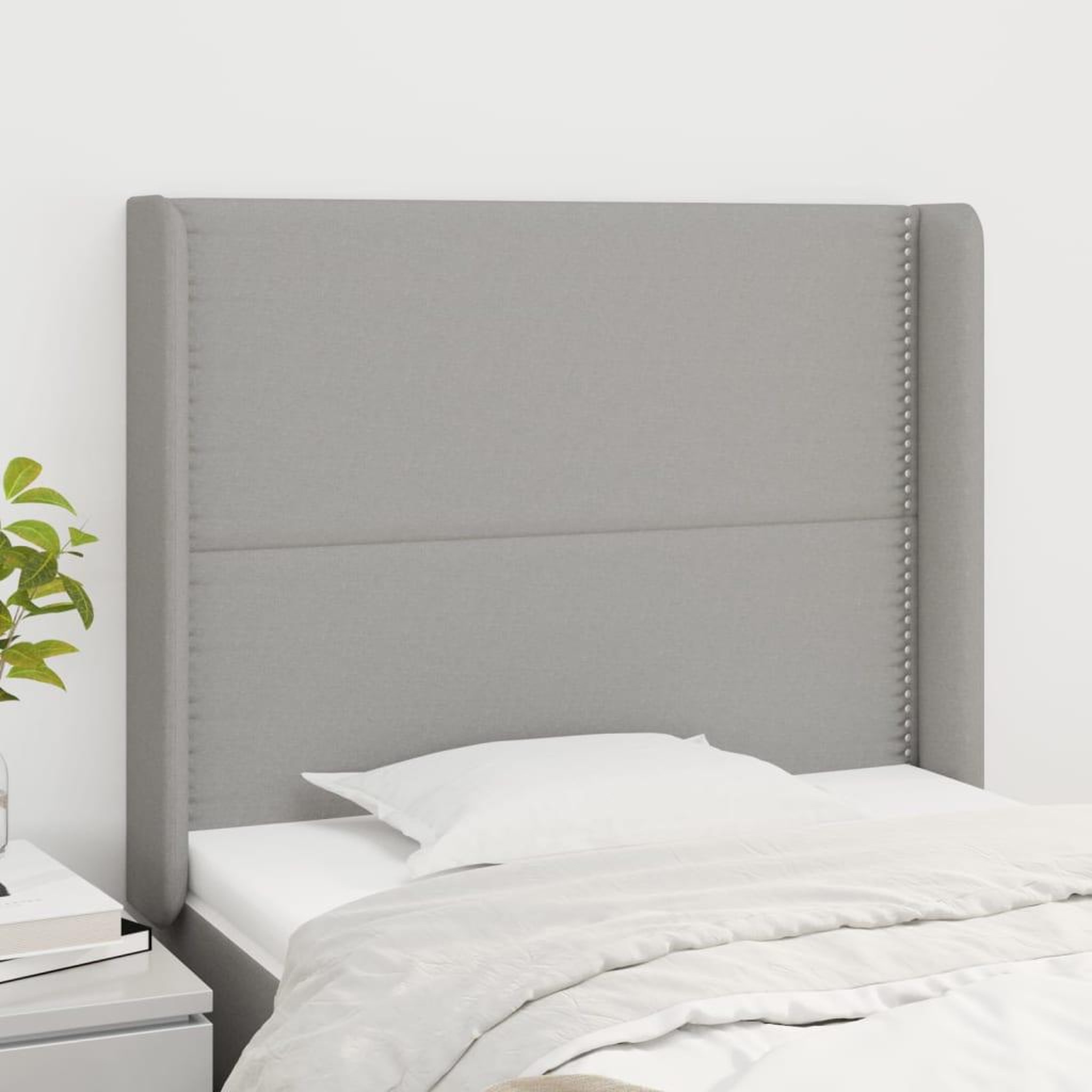 Voir la diapositive 1 : VIDAXL Tete de lit avec oreilles Gris clair 103x16x118/128 cm Tissu