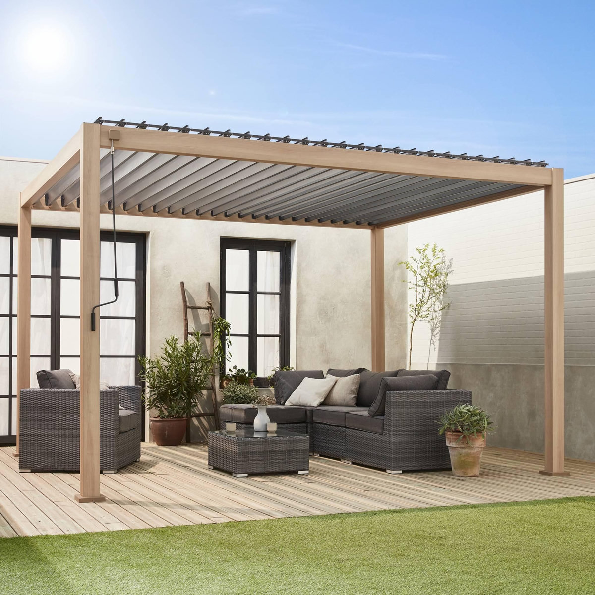 SWEEEK Pergola bioclimatique aluminium lames orientables 4x3m Triomphe