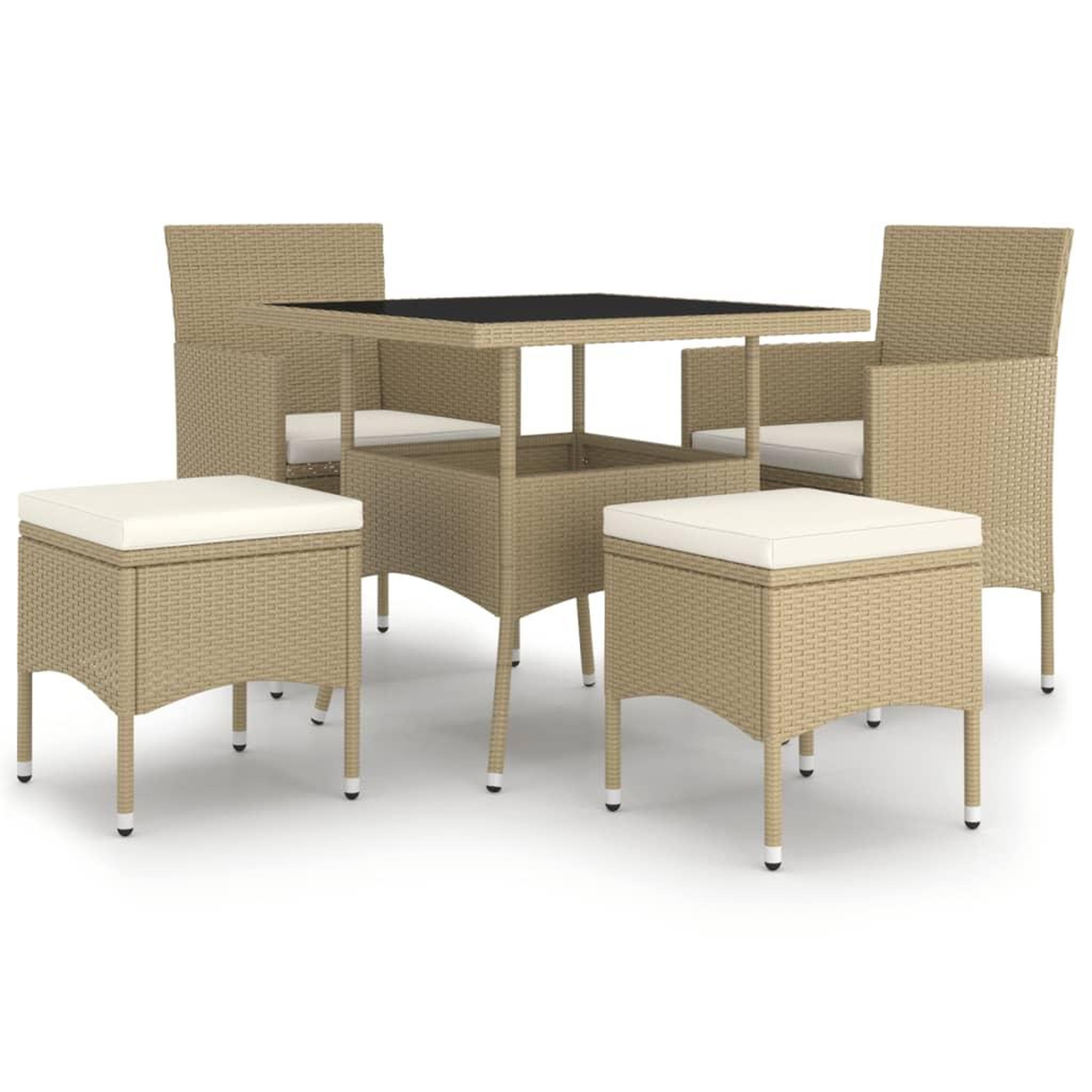 Voir la diapositive 2 : VIDAXL Ensemble a manger de jardin 5 pcs Resine tressee Beige