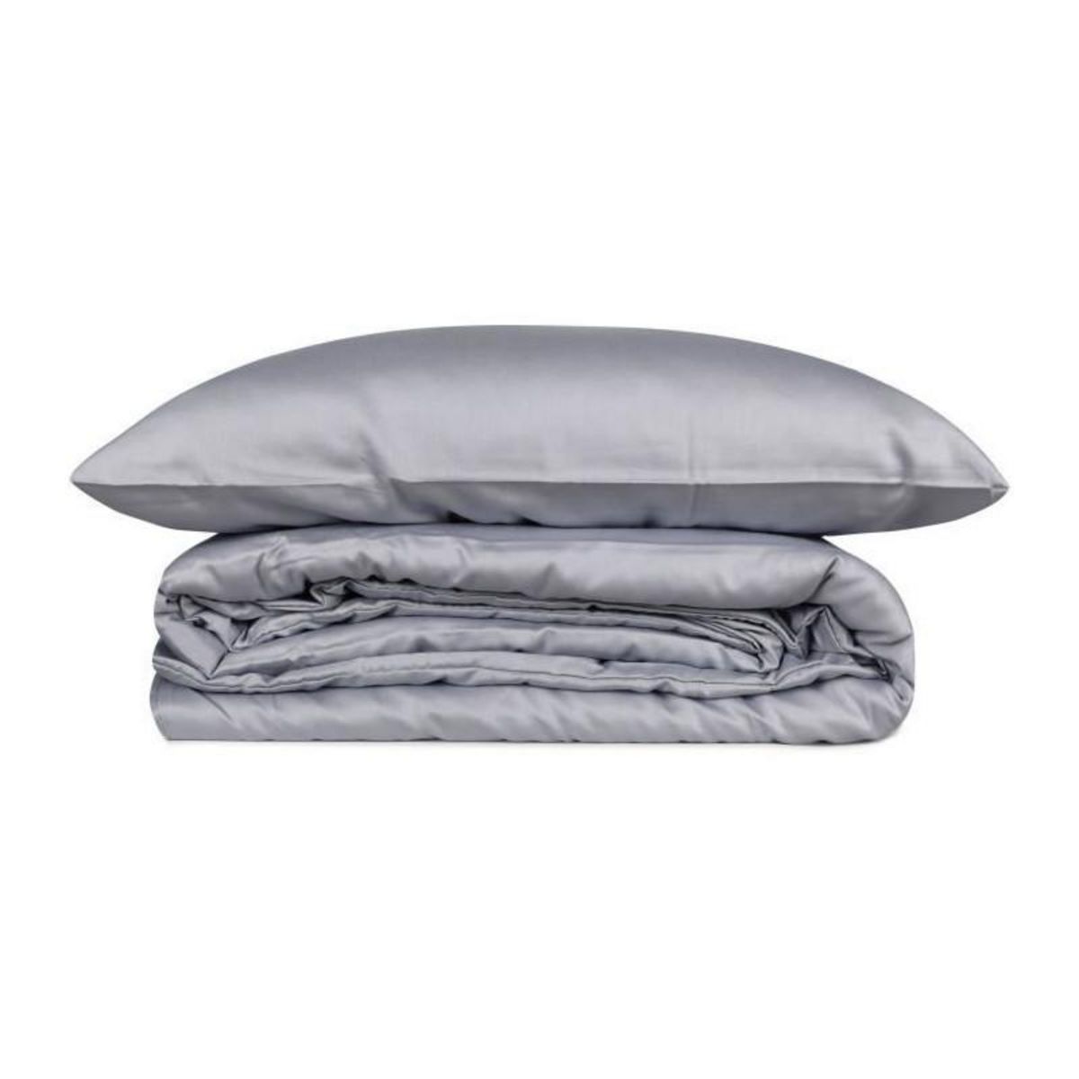 GENERIQUE Parure de lit - 129CTN63609 - 1 housse de couette 220 x 240 cm + 2 taies d'oreiller 60 x 60 cm - Satiné 100% coton - Gris
