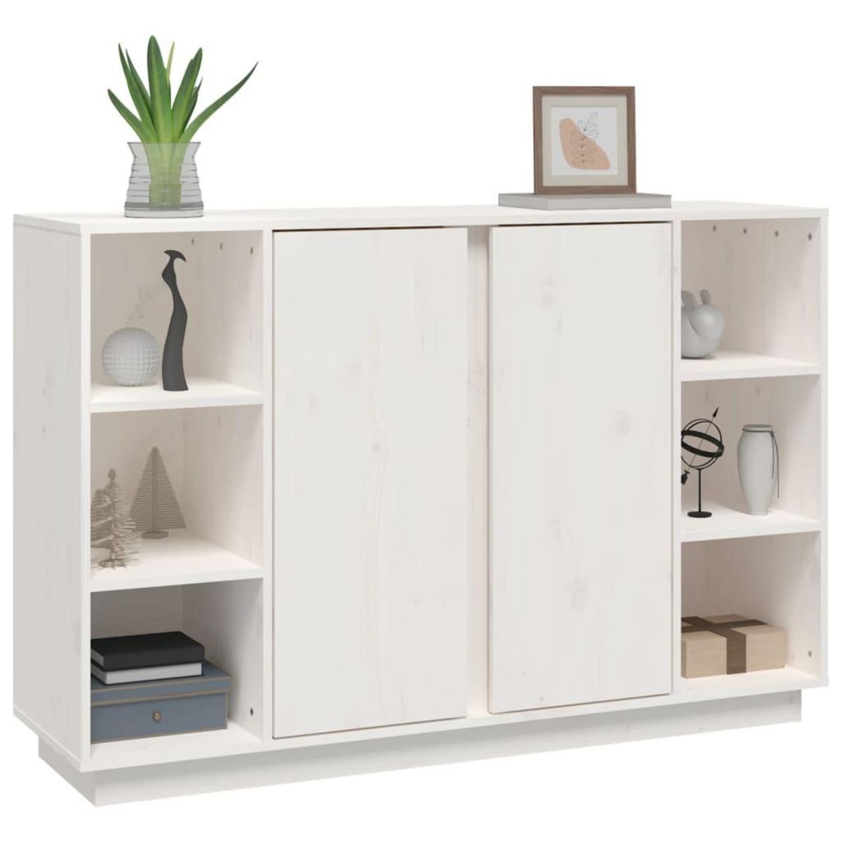 VIDAXL Buffet Blanc 120x35x80 cm Bois massif de pin