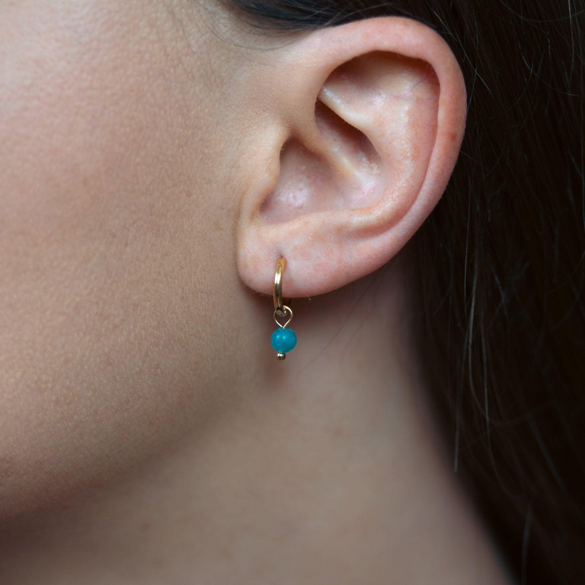 Voir la diapositive 3 : SLOYA Boucles d'oreilles créoles Serena en pierres Apatite