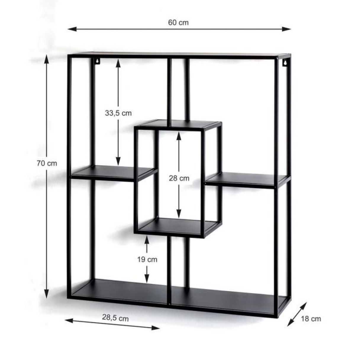 Paris Prix Étagère Murale Design  Tybia  70cm Noir