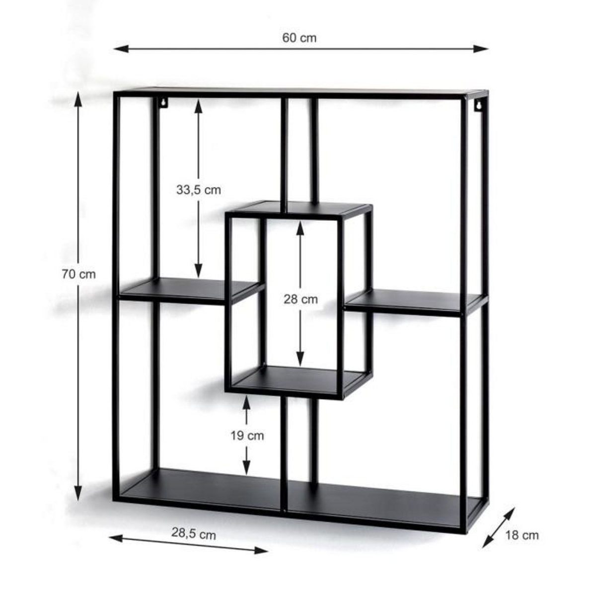 Paris Prix Étagère Murale Design  Tybia  70cm Noir