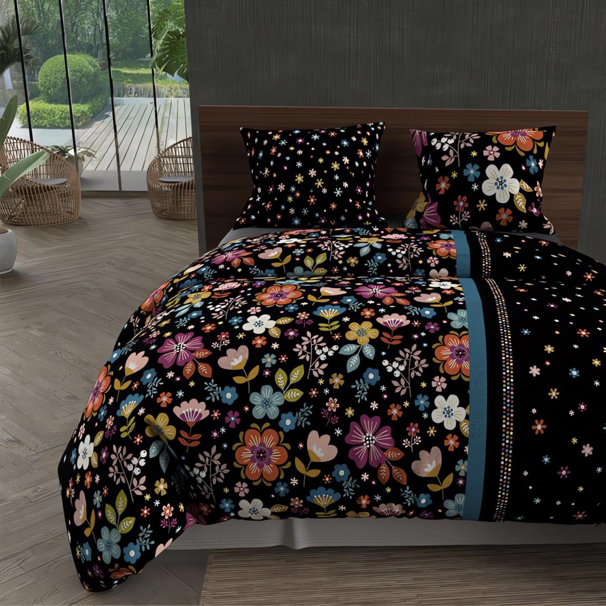 Voir la diapositive 1 : Intemporel Parure housse de couette microfibre FLORA, par Intemporel