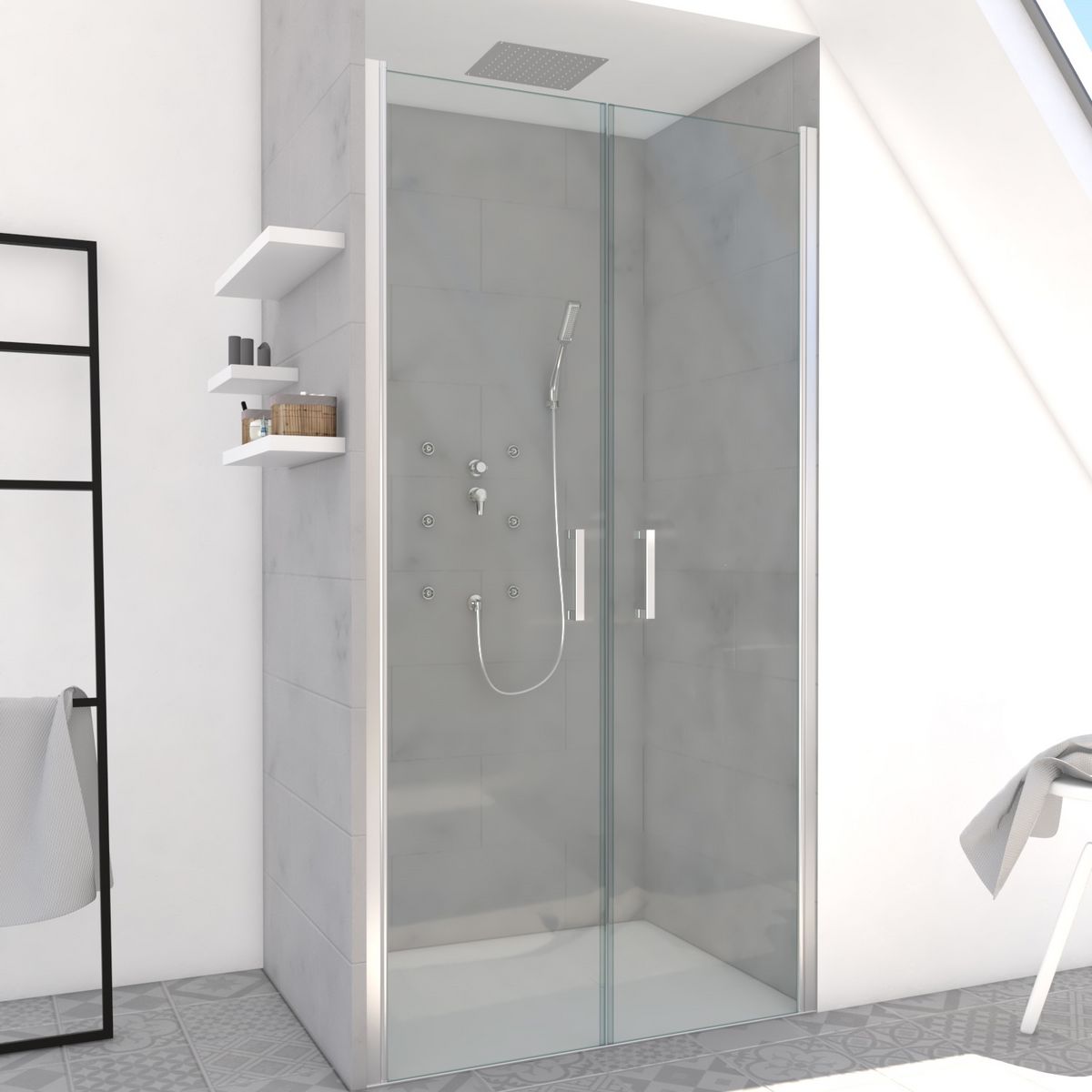 Aurlane Porte de douche pivotante Saloon Chromé - 70 x 200