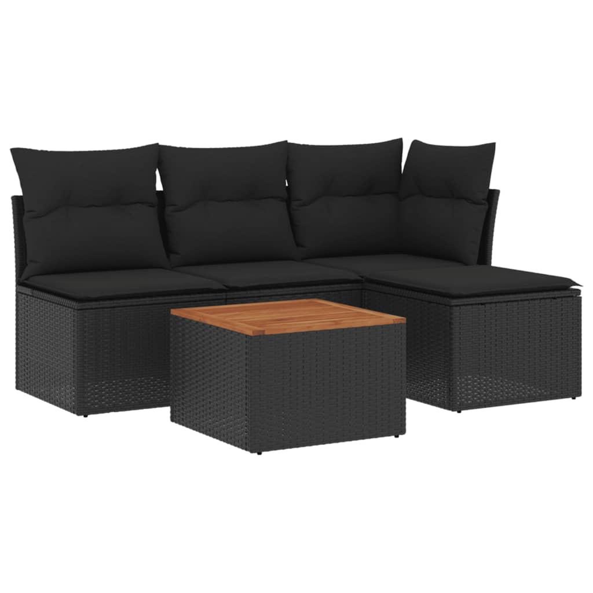 Voir la diapositive 2 : VIDAXL Salon de jardin 5 pcs avec coussins noir resine tressee