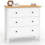 Voir la diapositive 1 : ID MARKET Commode 3 tiroirs ACHILLE 80 cm bois blanc plateau bois