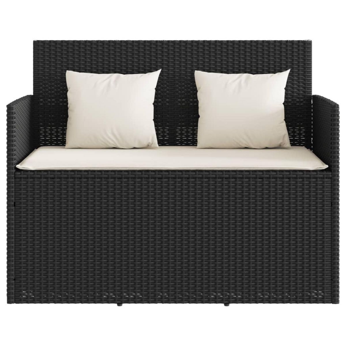 VIDAXL Banc de jardin avec coussins noir resine tressee