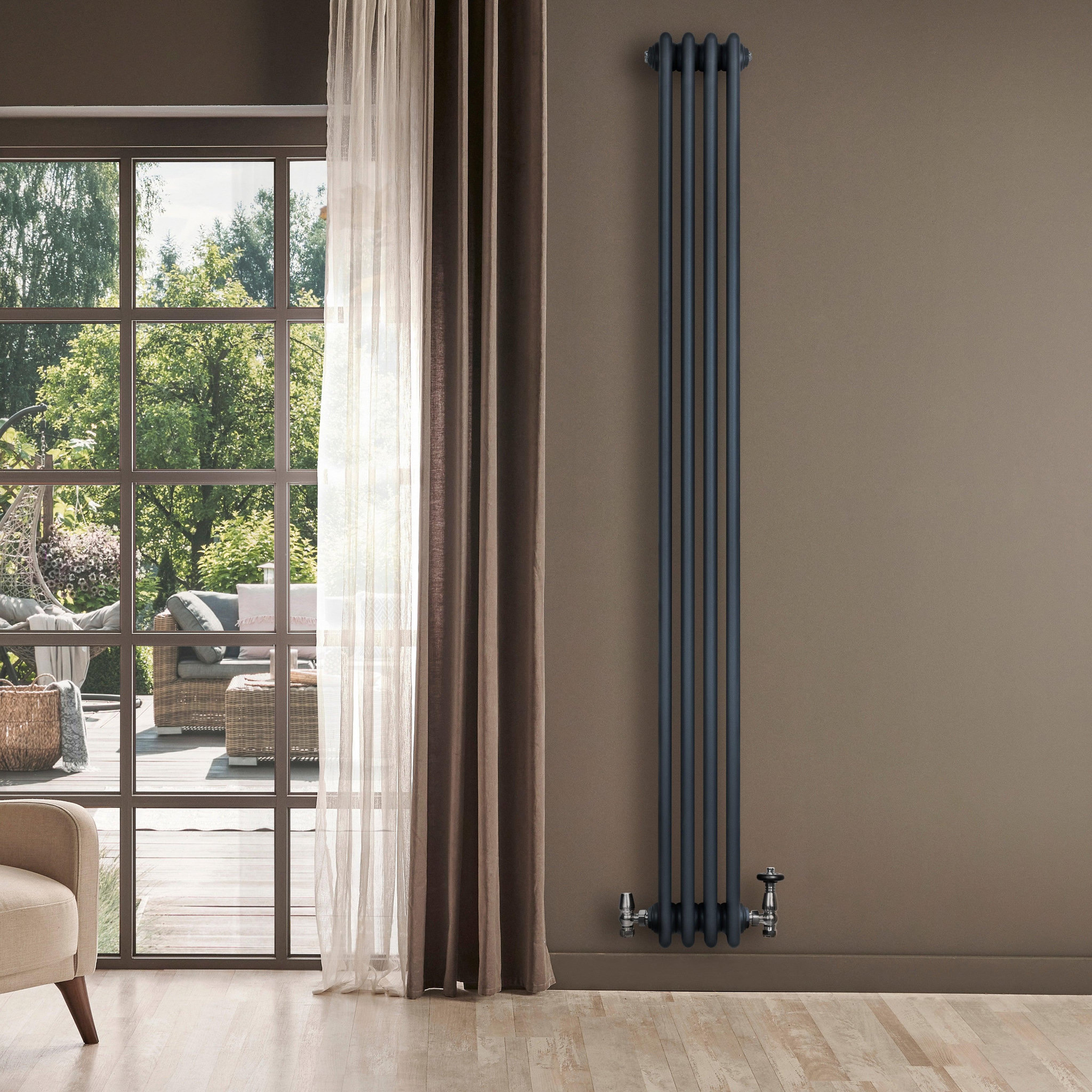 Voir la diapositive 4 : MONSTERSHOP Radiateur traditionnel à 4 colonnes - 1800 x 200 mm - gris anthracite