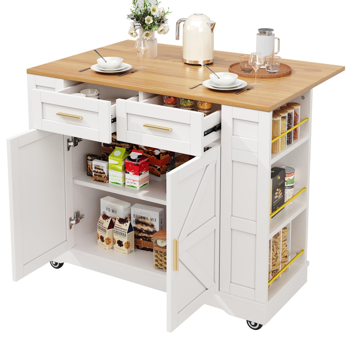 MERAX Desserte 2 portes 2 tiroirs