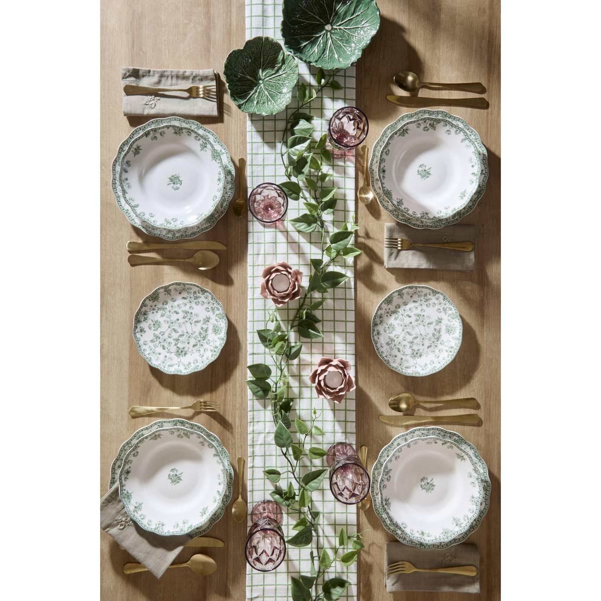 Voir la diapositive 6 : SECRET DE GOURMET Lot de 6 assiettes creuses  lisière  22cm vert
