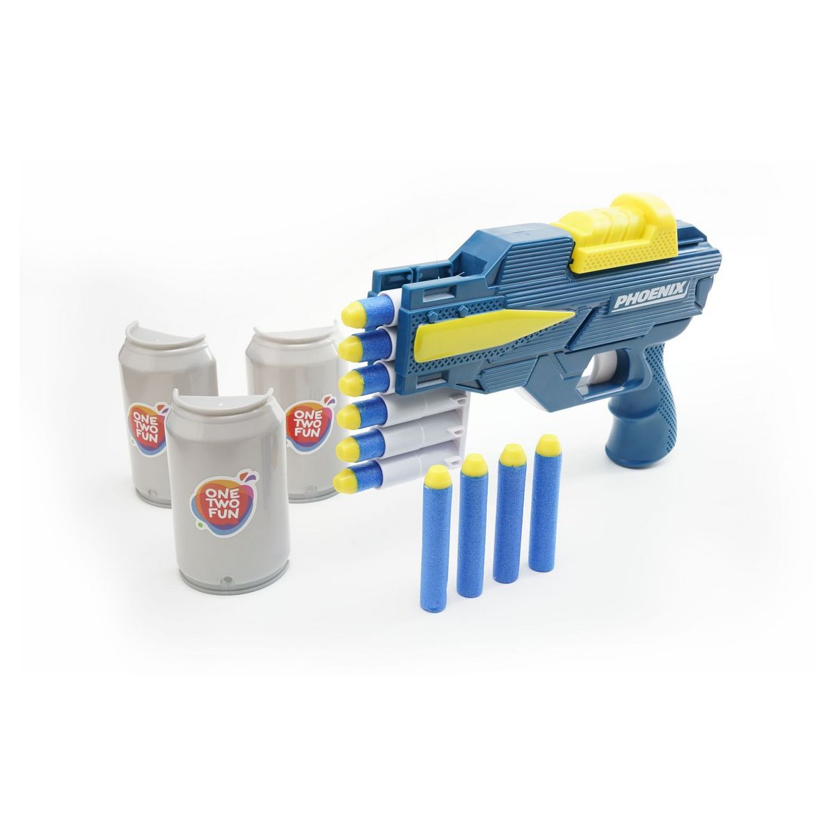 One Two Fun Pack Pistolet Phenix + 3 canettes + 10 fléchettes