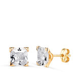L'ATELIER D'AZUR Boucles d'Oreilles Or 18 Carats 750/000 Jaune Carré Zirconium