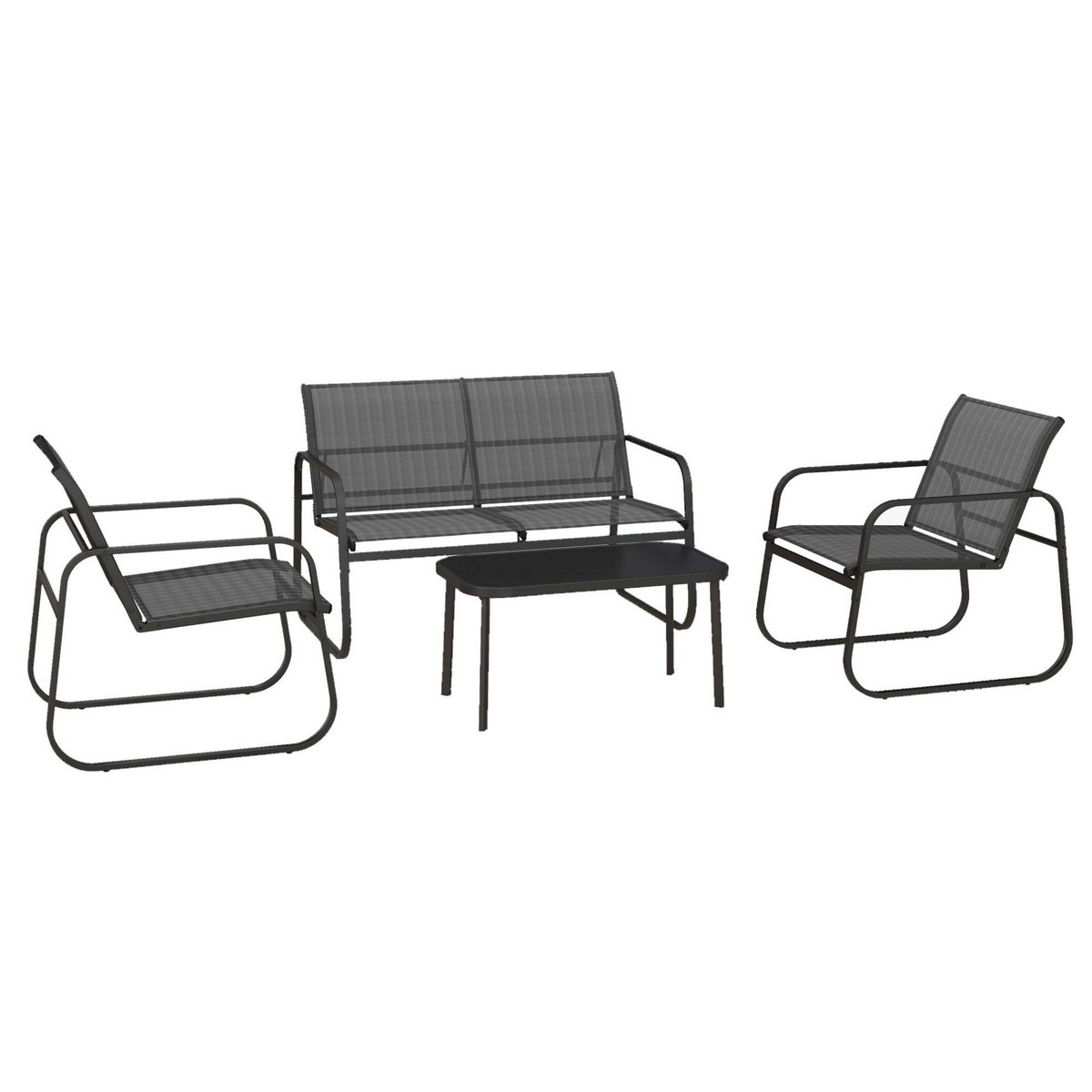 OUTSUNNY Ensemble salon de jardin 2 fauteuils canapé 2 places table basse