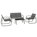 OUTSUNNY Ensemble salon de jardin 2 fauteuils canapé 2 places table basse