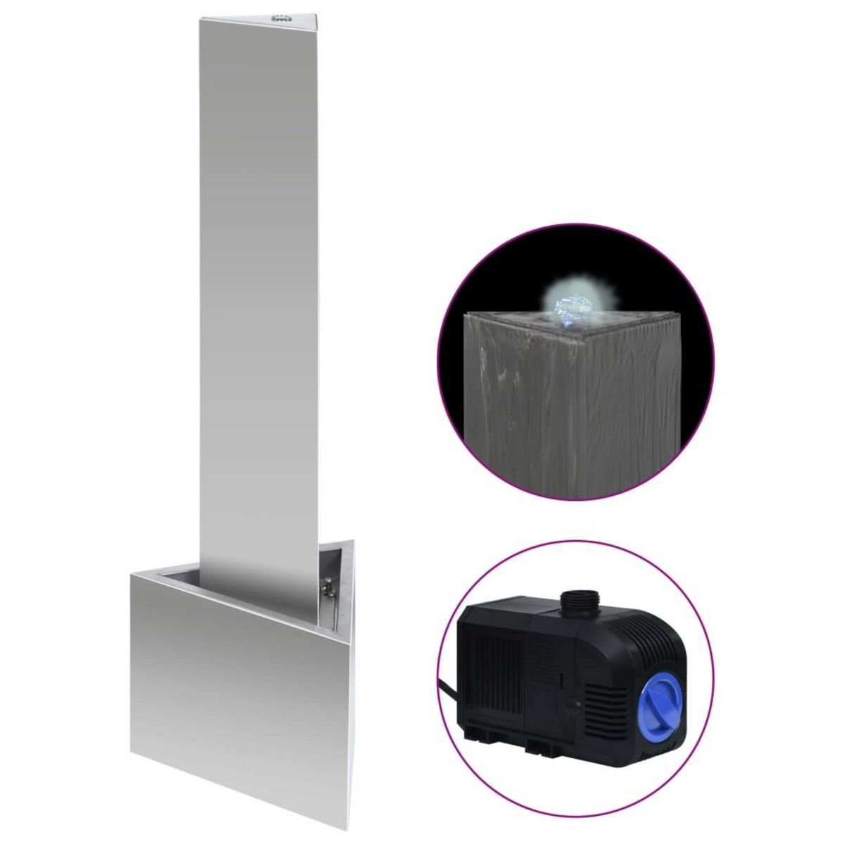 VIDAXL Fontaine de jardin Argente 37,7x32,6x110 cm Acier inoxydable