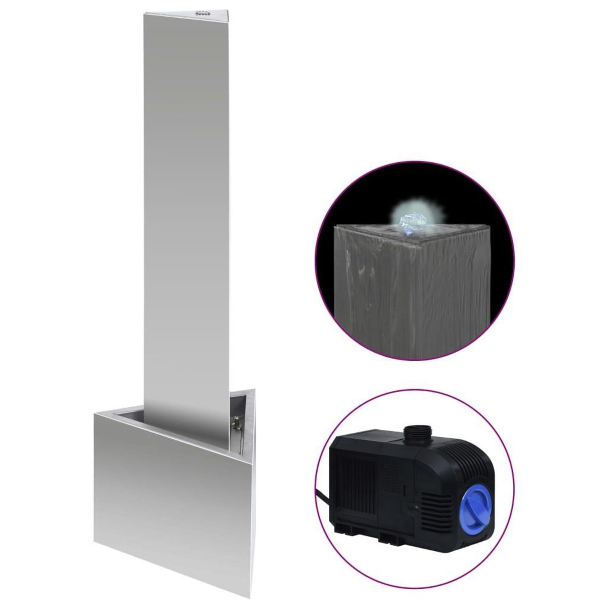 VIDAXL Fontaine de jardin Argente 37,7x32,6x110 cm Acier inoxydable