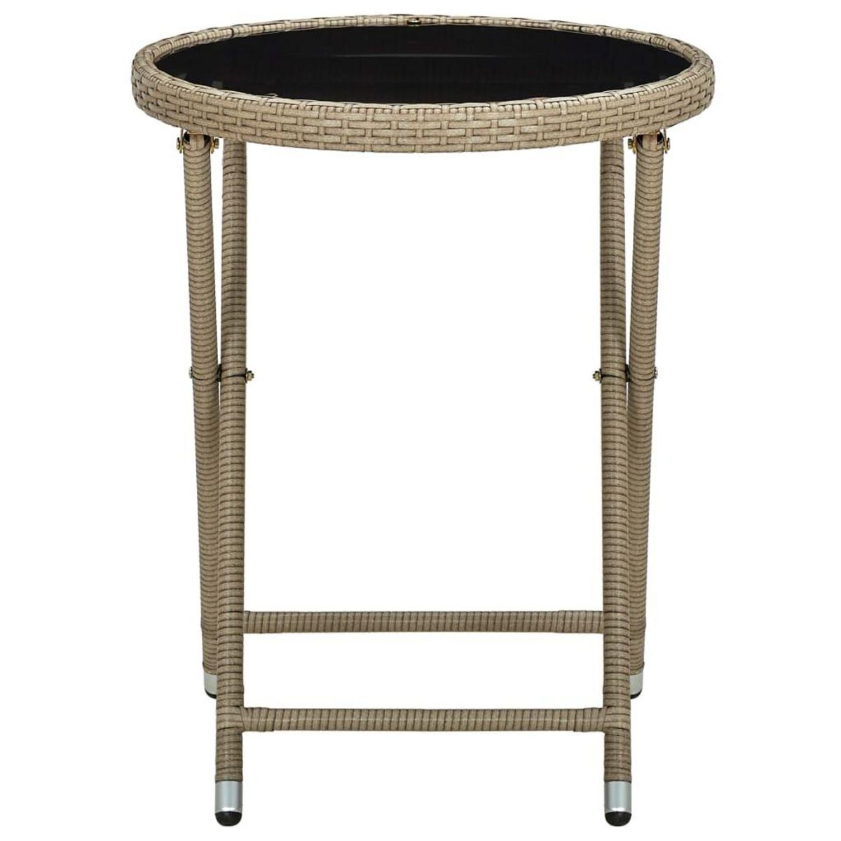 VIDAXL Table a the Beige 60 cm Resine tressee et verre trempe