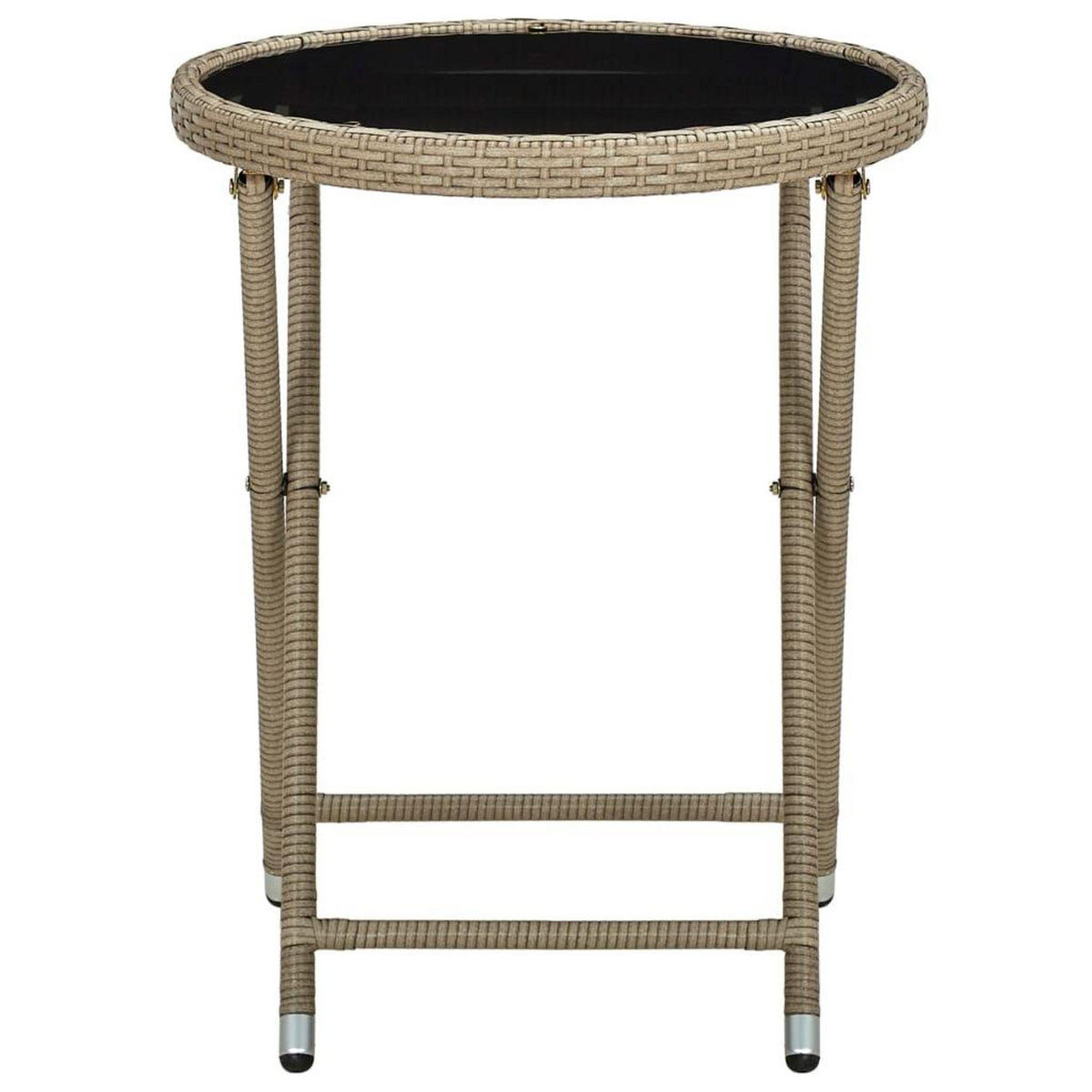 VIDAXL Table a the Beige 60 cm Resine tressee et verre trempe