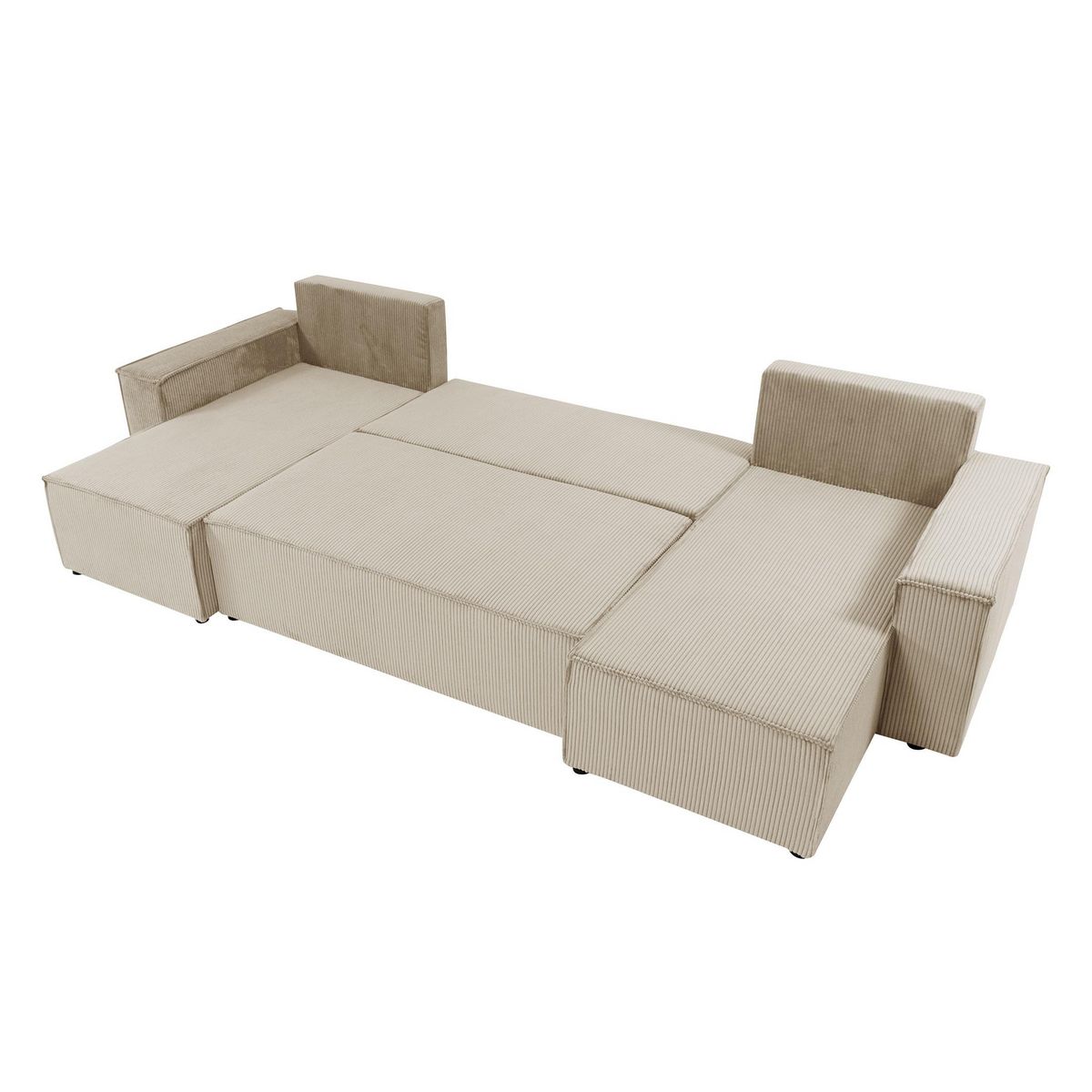 BEST MOBILIER Cezanne - canapé panoramique en u - 7 places - convertible avec coffre - en velours côtelé