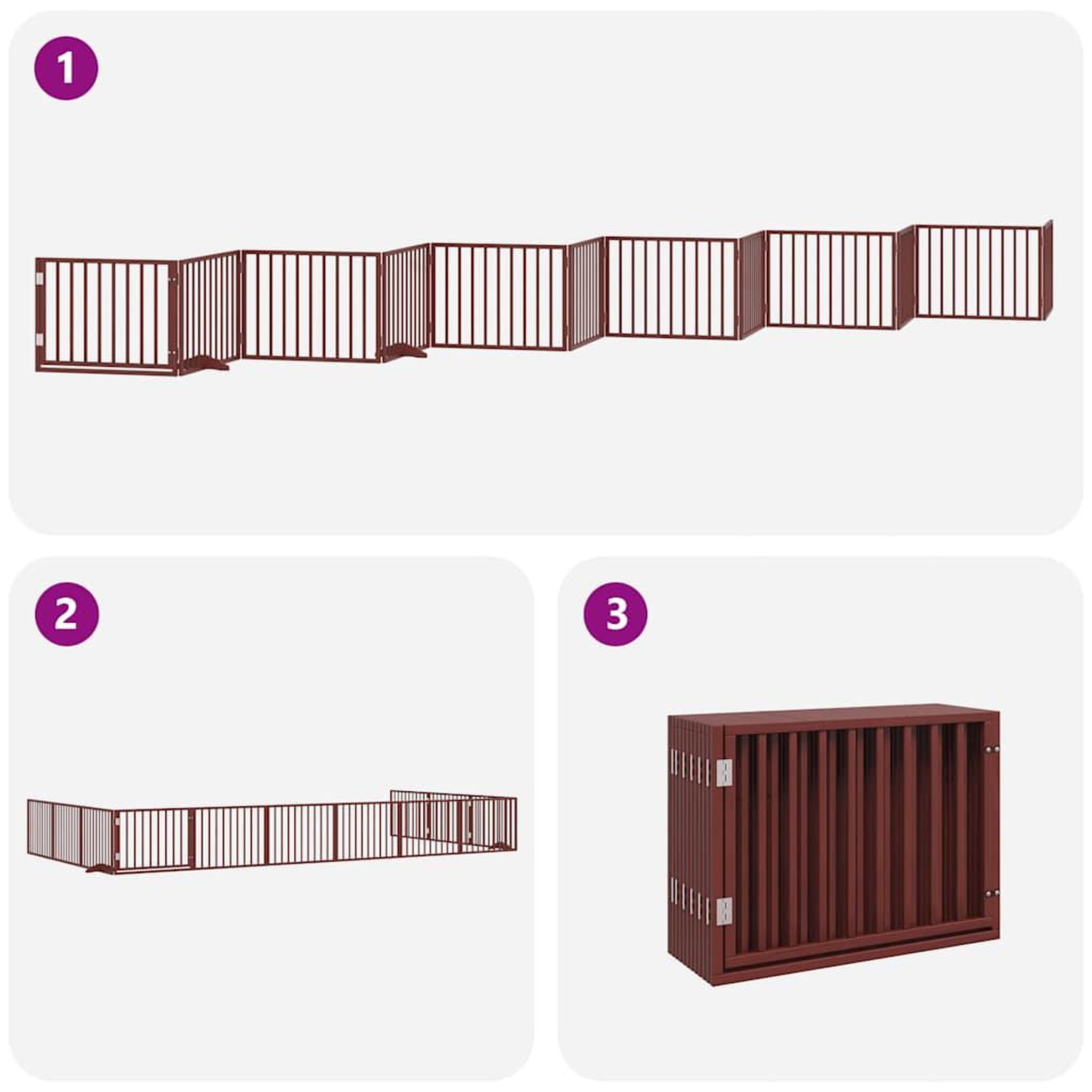 Voir la diapositive 5 : VIDAXL Barriere pour chien porte pliable 12 panneaux bois de peuplier