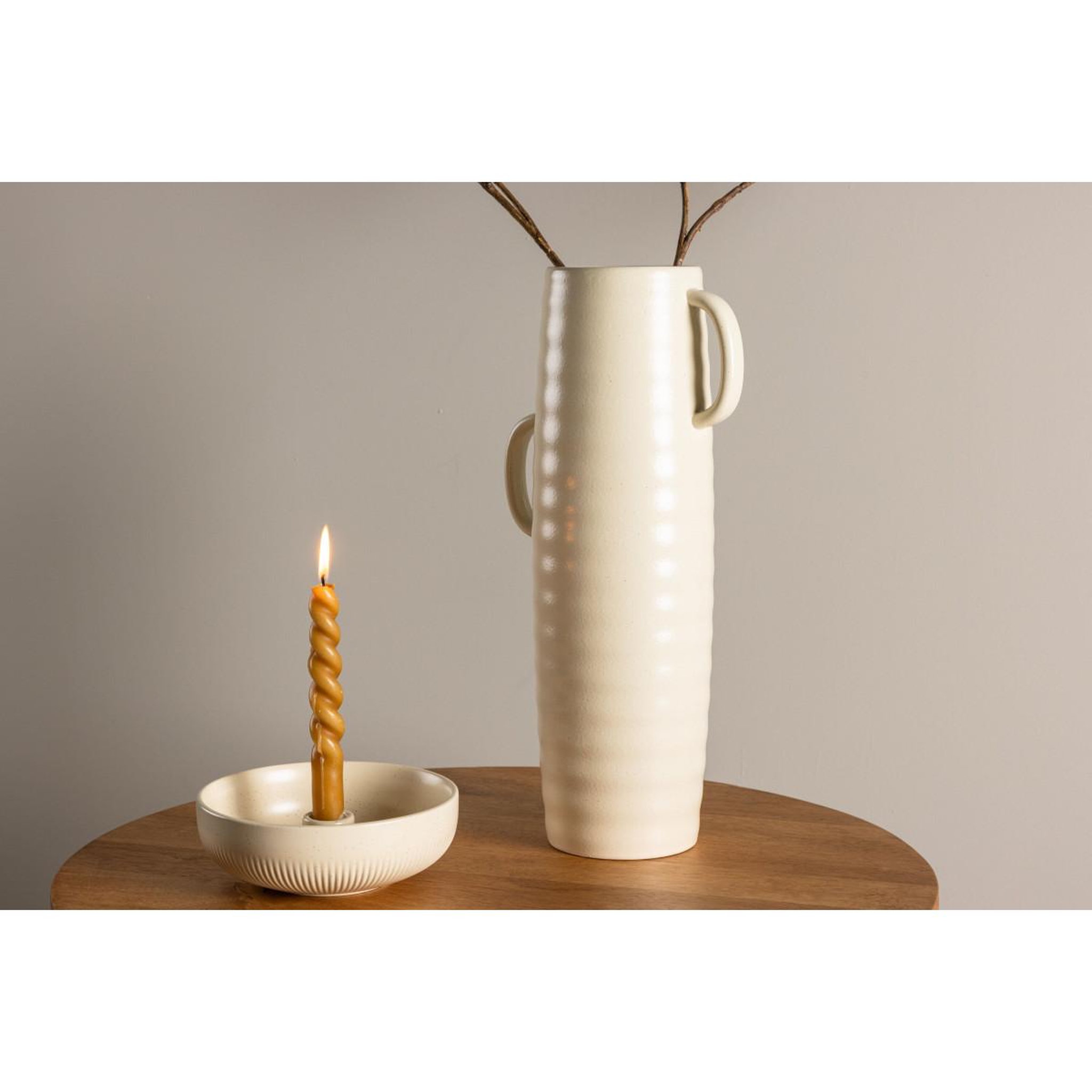 Voir la diapositive 6 : Paris Prix Vase ondulé en céramique  cent  41cm beige & noir
