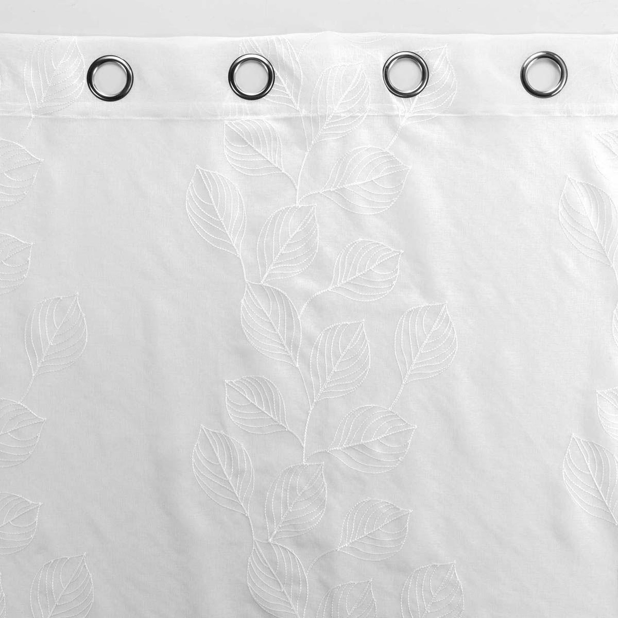 Voir la diapositive 3 : Douceur d'Intérieur Rideau voilage à œillets  brodé edenia  140x240cm blanc