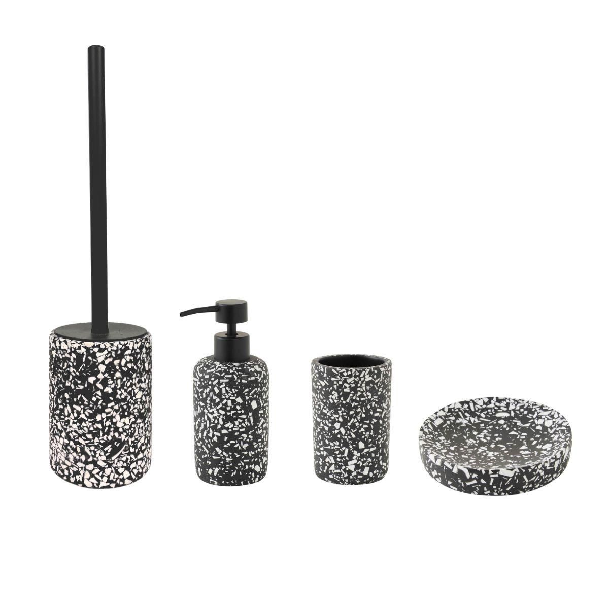 GUY LEVASSEUR Set salle de bain terrazzo 3 pièces polyrésine noir