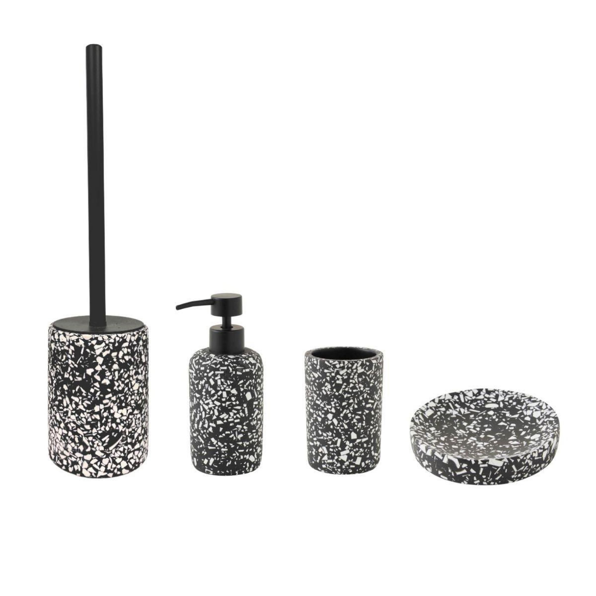 GUY LEVASSEUR Set salle de bain terrazzo 3 pièces polyrésine noir