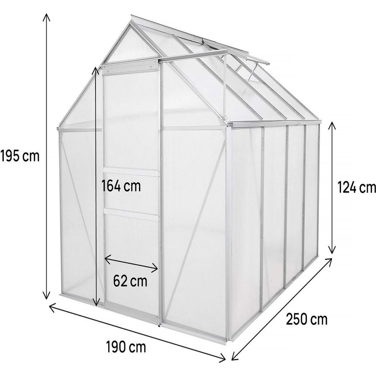 Habitat et Jardin Serre jardin polycarbonate 250 x 190 x 195 cm  Basilic  - 4,75 m² - Gris