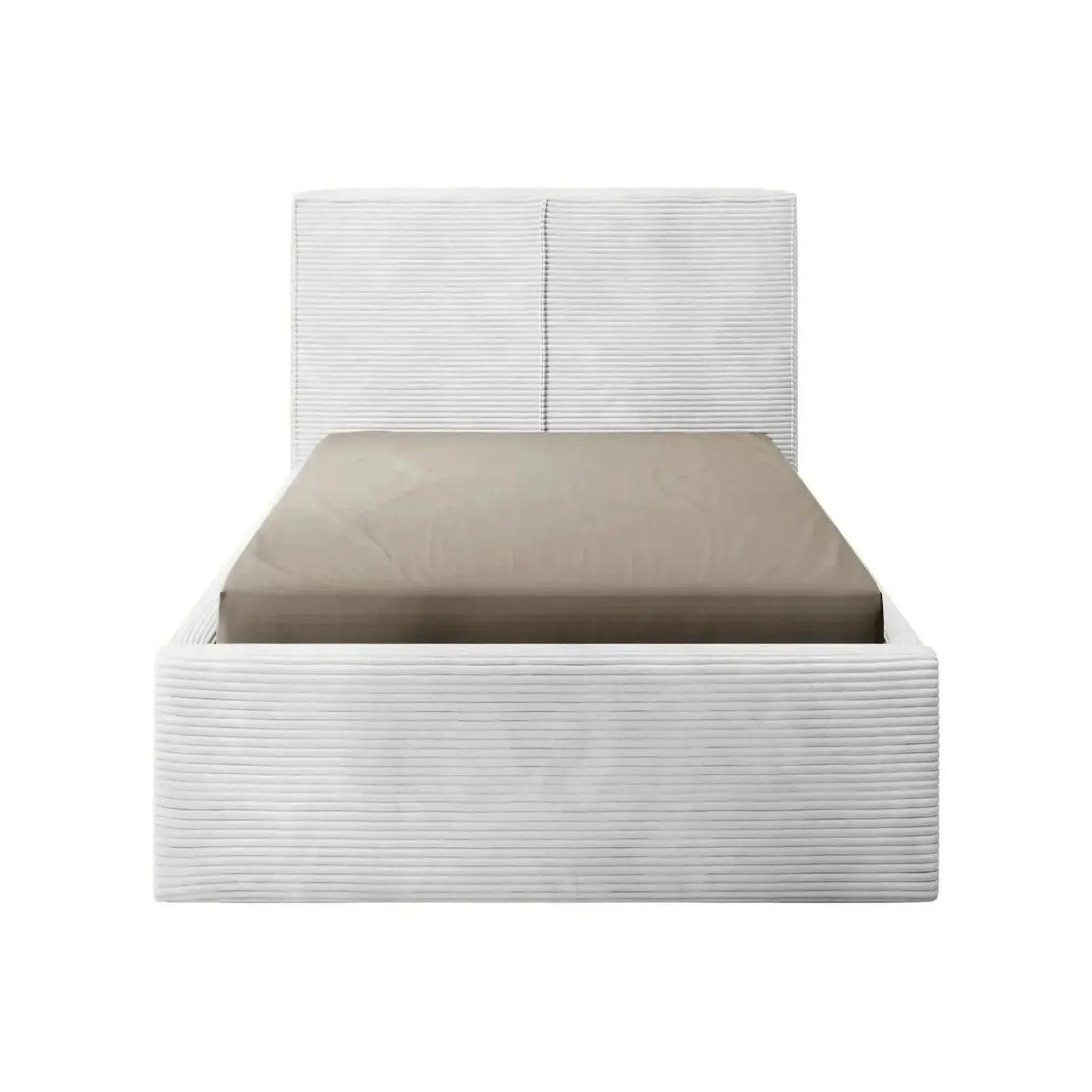 CASANOVA PARIS Eloise - lit coffre velours côtelé. Coloris disponibles : Gris, Rose, Bleu, Beige, Vert, Blanc