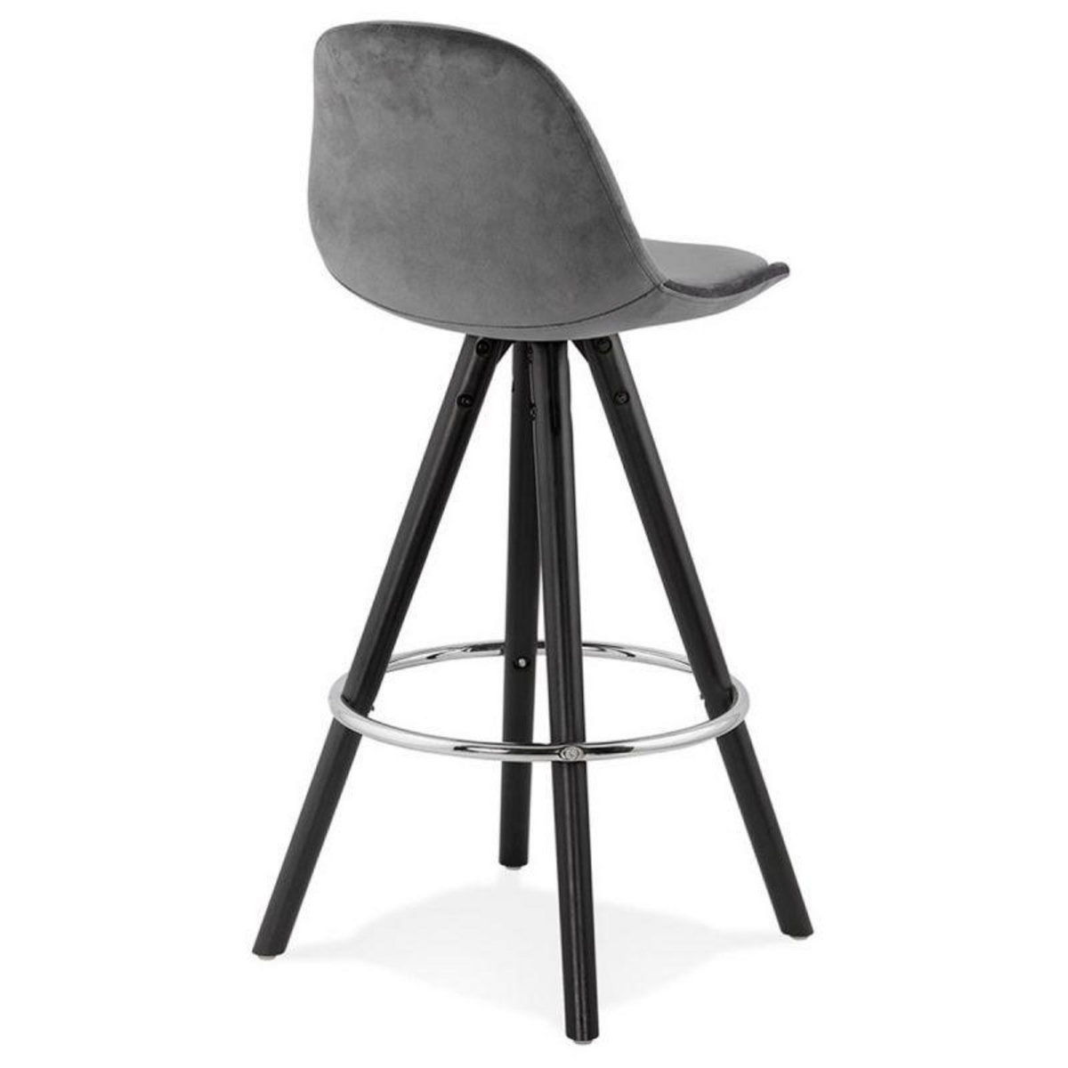 Paris Prix Tabouret de Bar Velours & Bois  Vinea  87cm Gris