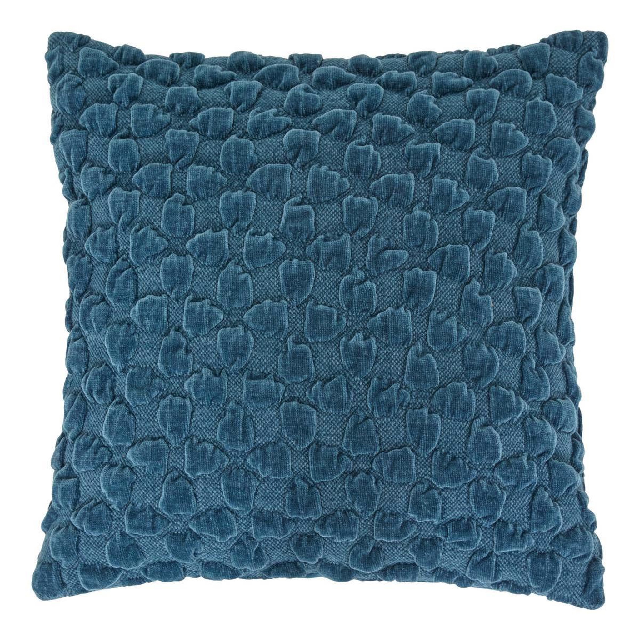 ATMOSPHERA Coussin chenillé 3d  nova  40x40cm bleu égéen