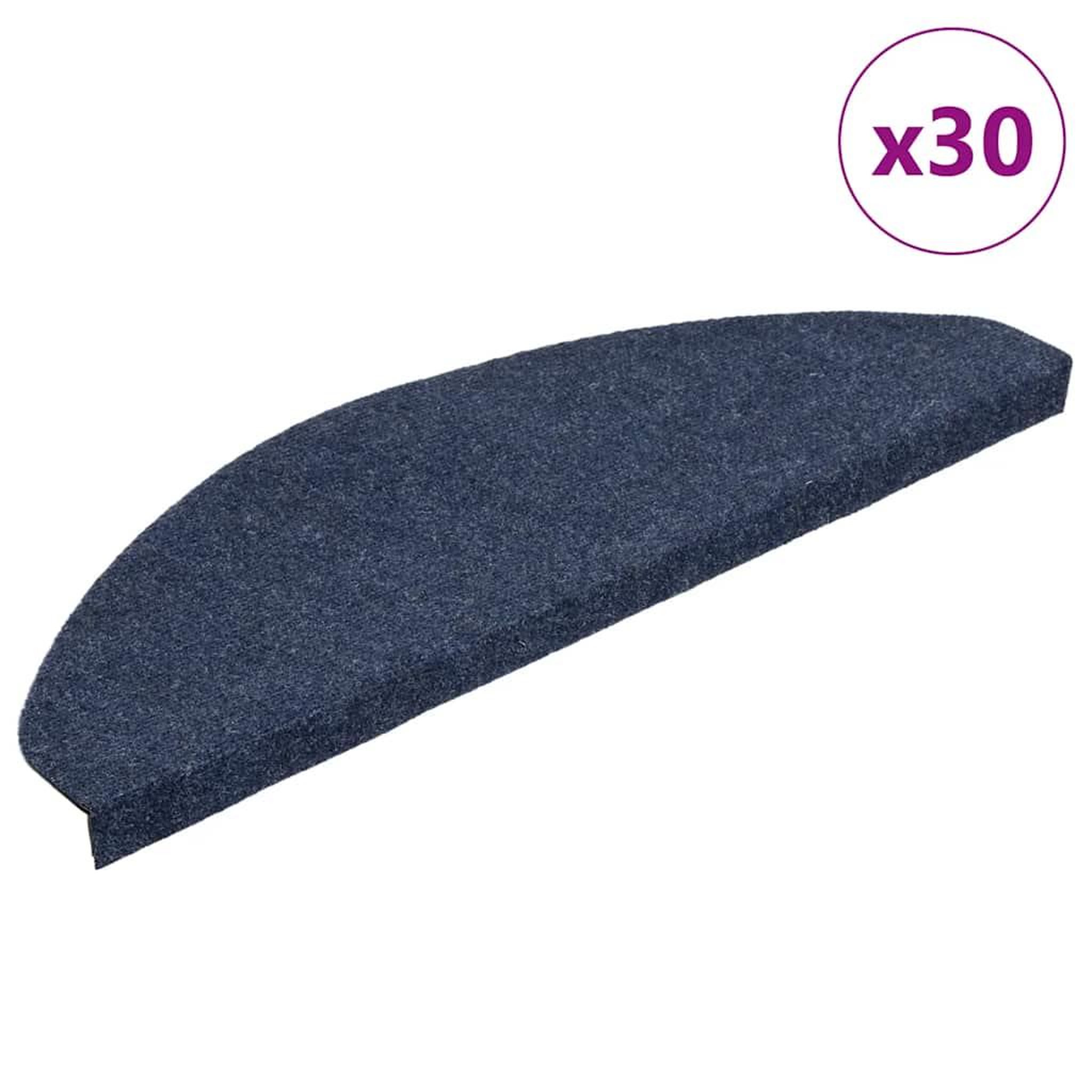 VIDAXL Tapis d'escalier auto-adhesifs 30 pcs bleu 65x22,5x3,5 cm