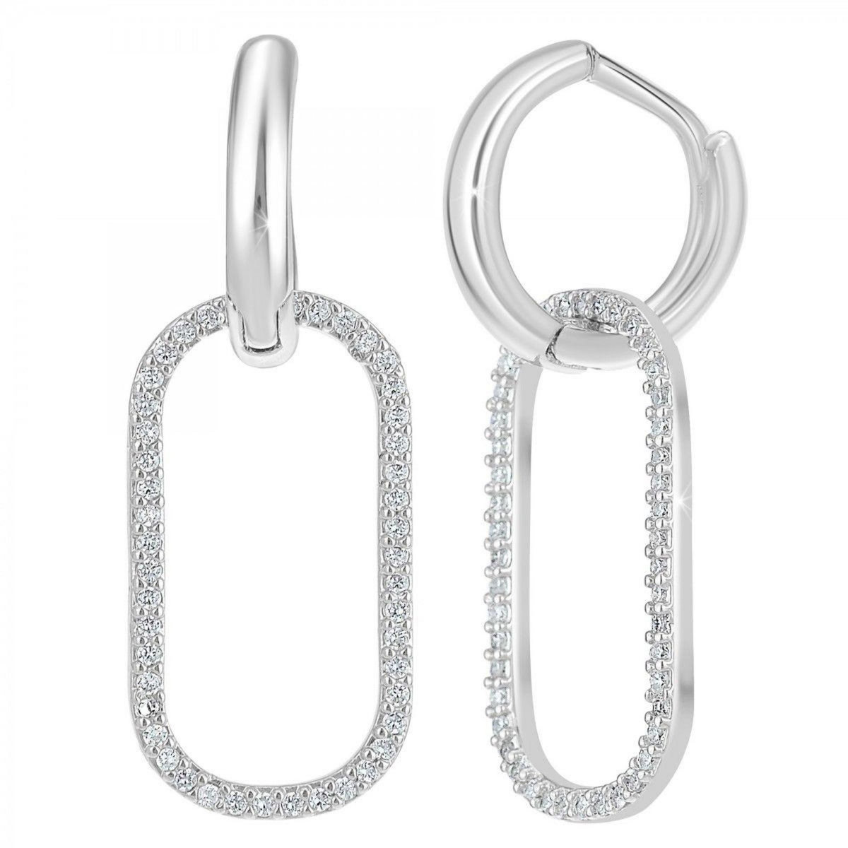 SC CRYSTAL Boucles d'oreilles  SC Crystal ornées de Cristaux scintillants en Métal rhodié