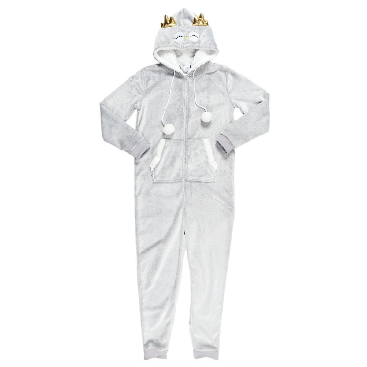 Paris Prix Combinaison Pyjama Adulte  Hibou  Gris