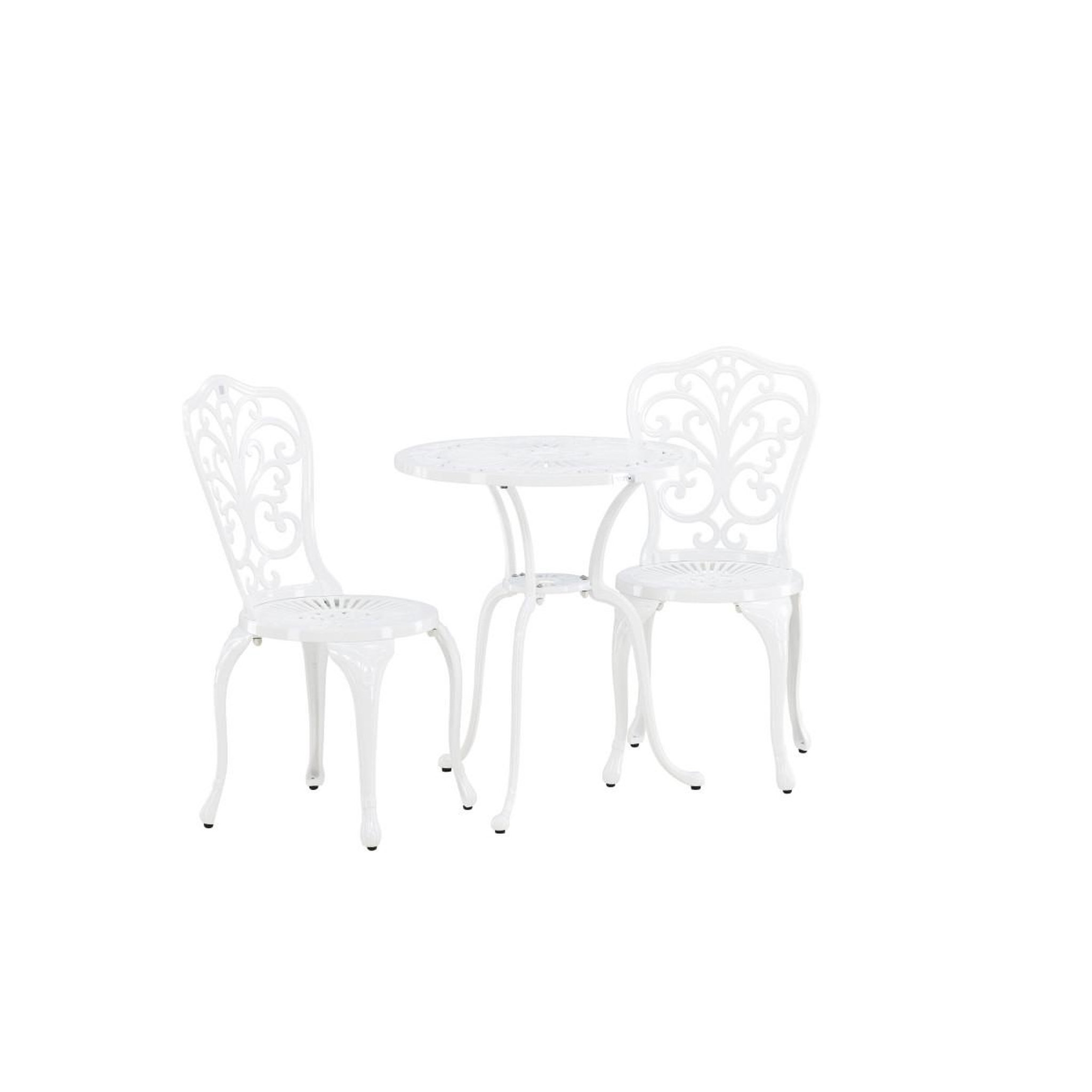 Voir la diapositive 3 : Paris Prix Ensemble table de jardin & 2 chaises  nandin  88cm blanc