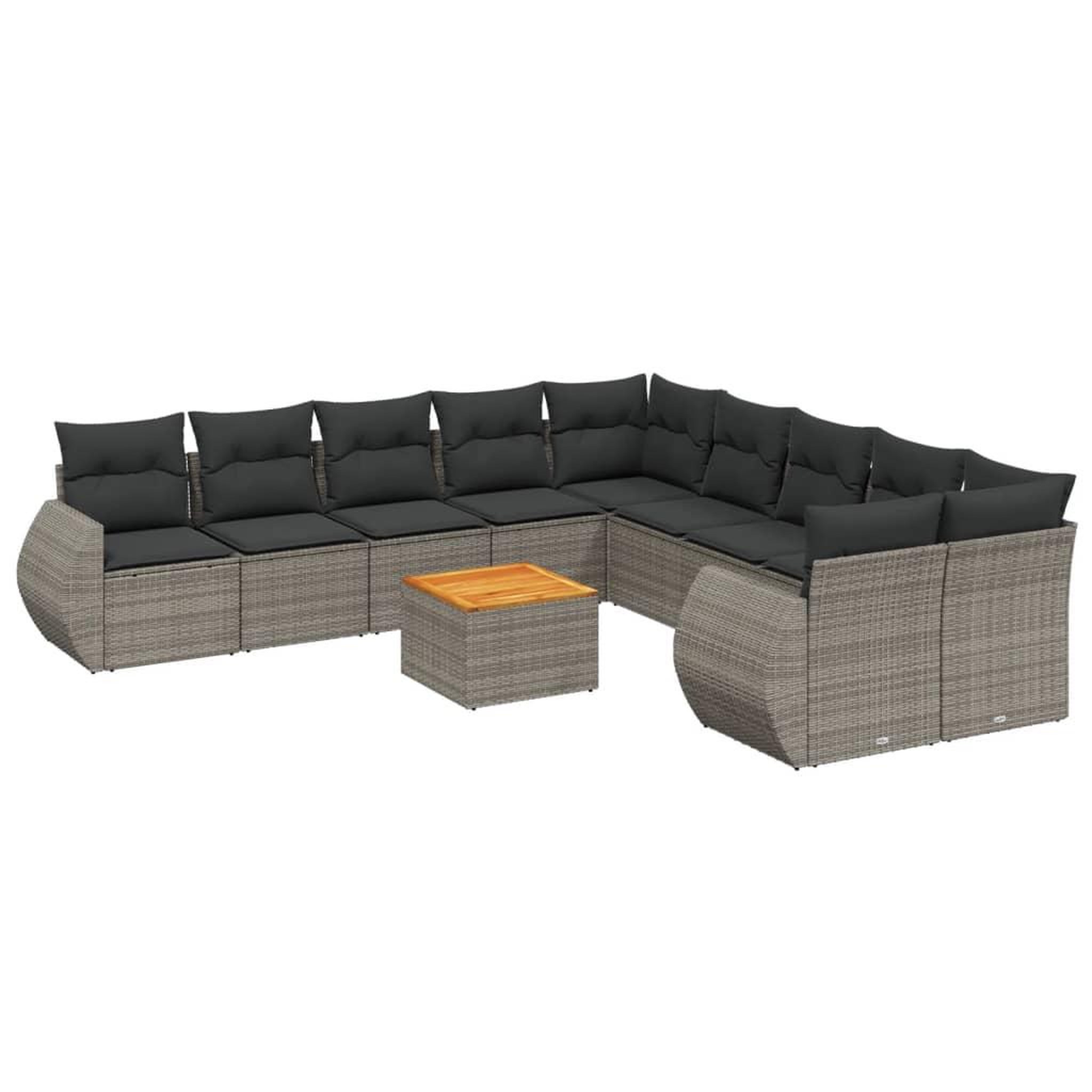 Voir la diapositive 2 : VIDAXL Salon de jardin 11 pcs avec coussins gris resine tressee