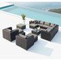Voir la diapositive 2 : CONCEPT USINE Salon de jardin modulable 13-14 places en résine tressée noir et gris STALLA