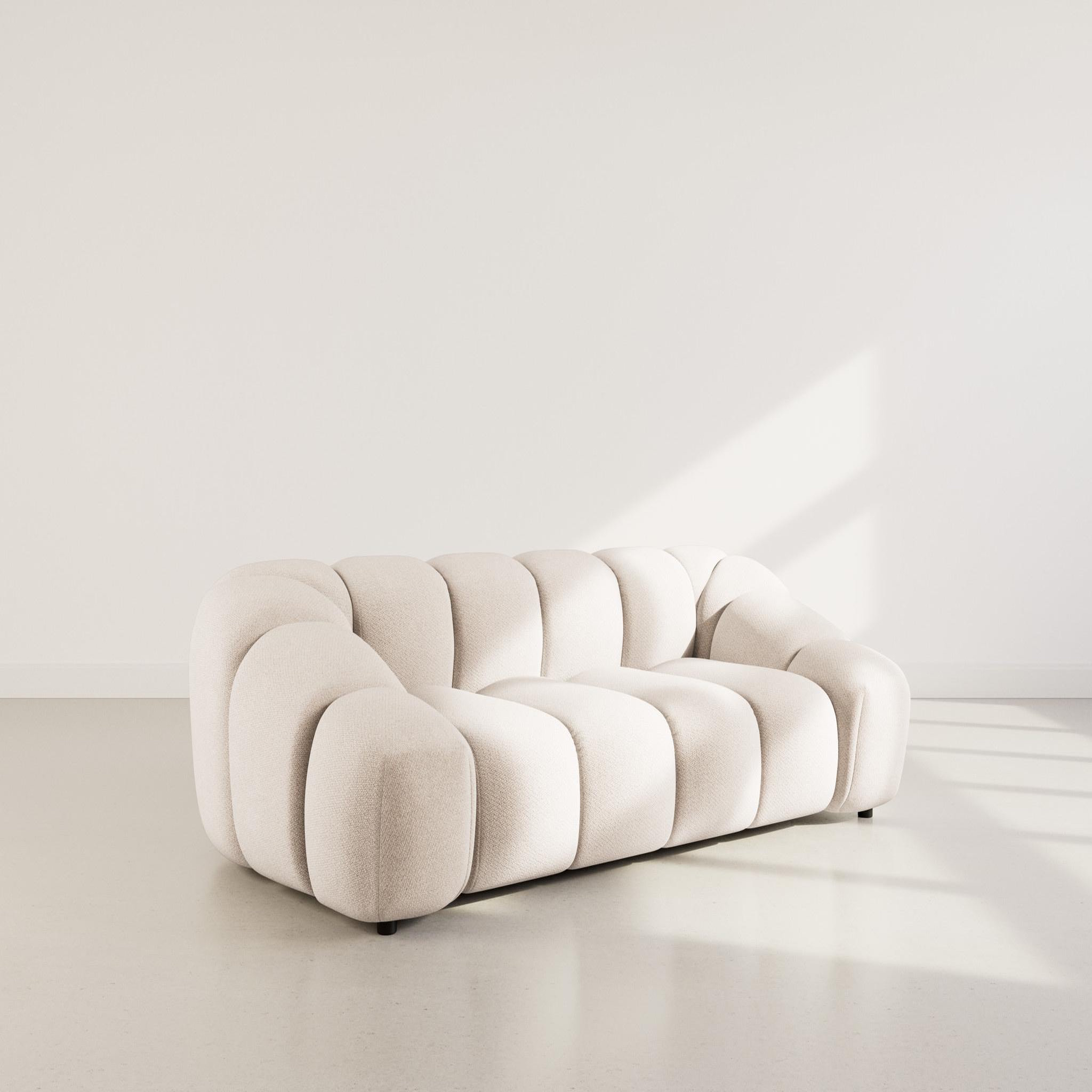 LISA DESIGN Ava - canapé 3 places en velours texturé. Coloris disponibles : Vert, Gris, Beige, Bleu, Orange, Jaune