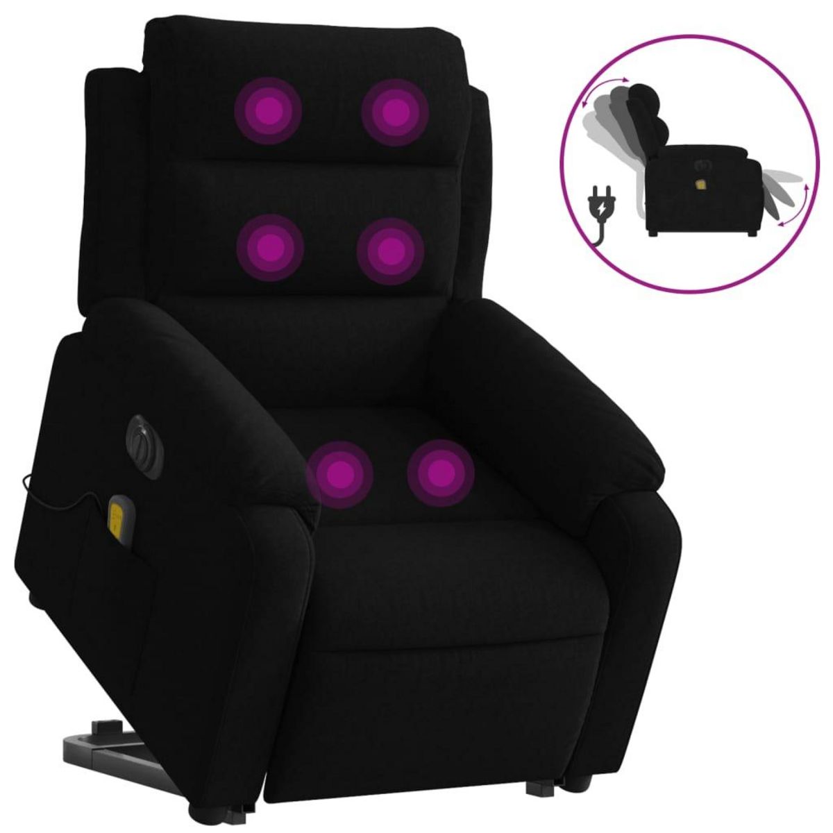 VIDAXL Fauteuil inclinable de massage electrique noir velours