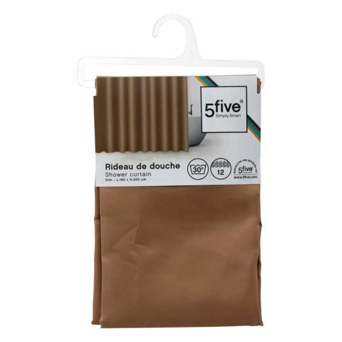 FIVE Rideau de Douche  Classique  180x200cm Marron Tabac