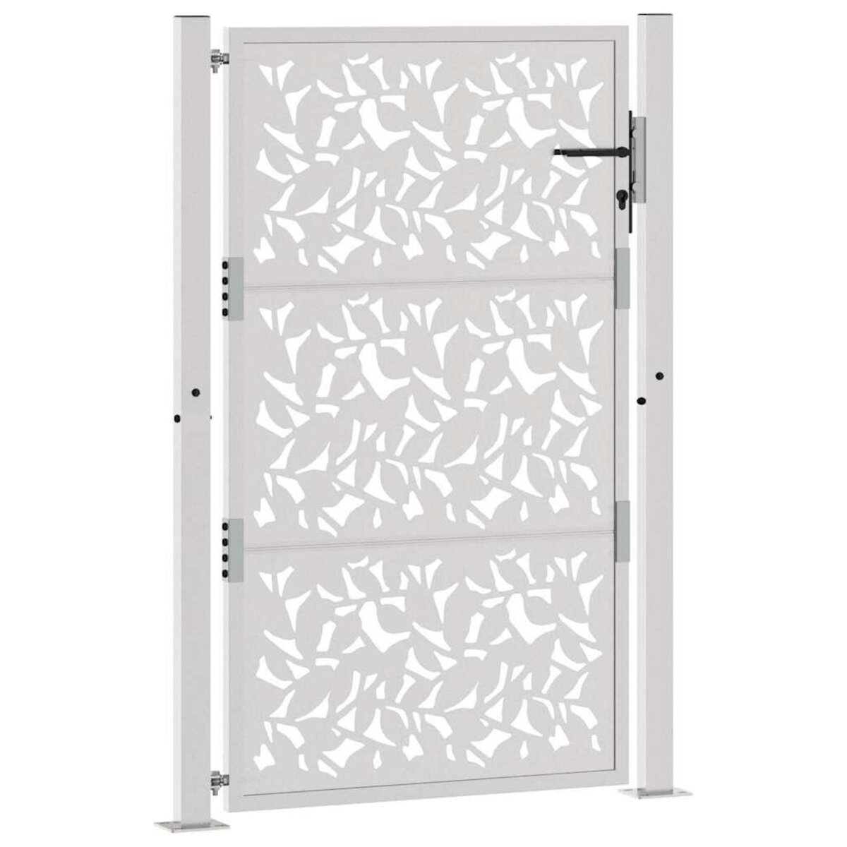 VIDAXL Porte de jardin acier resistant aux intemperies design feuilles
