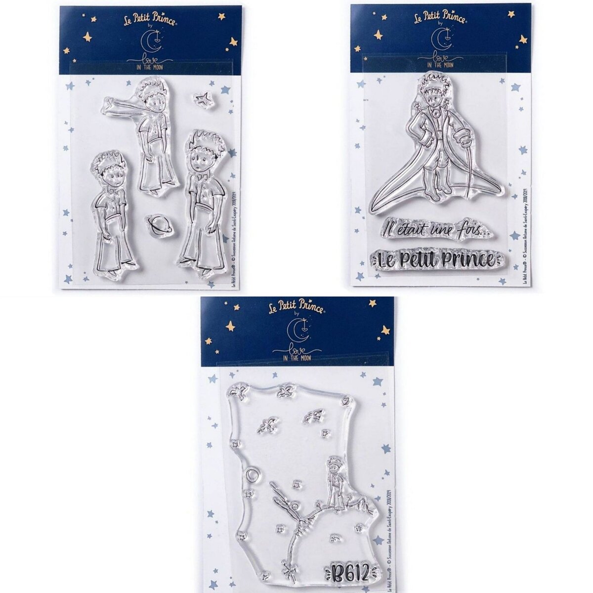  9 Tampons transparents Le Petit Prince Etoiles + Messages + Astéroïd