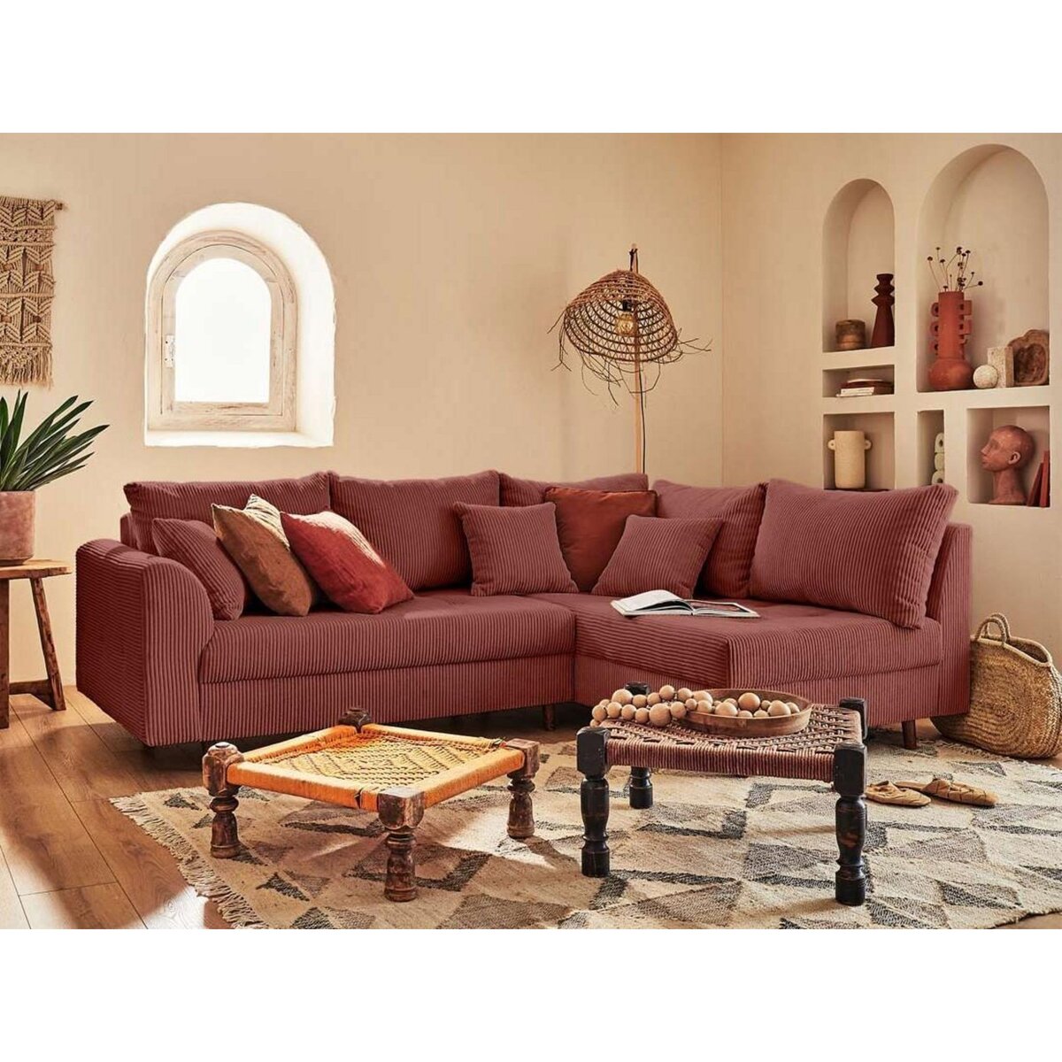 LISA DESIGN Rune - canapé d'angle droit - 4 places - en velours côtelé