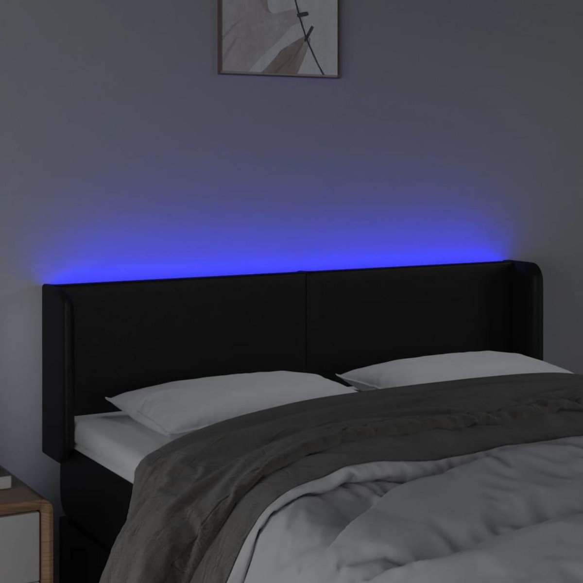 VIDAXL Tete de lit a LED Noir 147x16x78/88 cm Similicuir