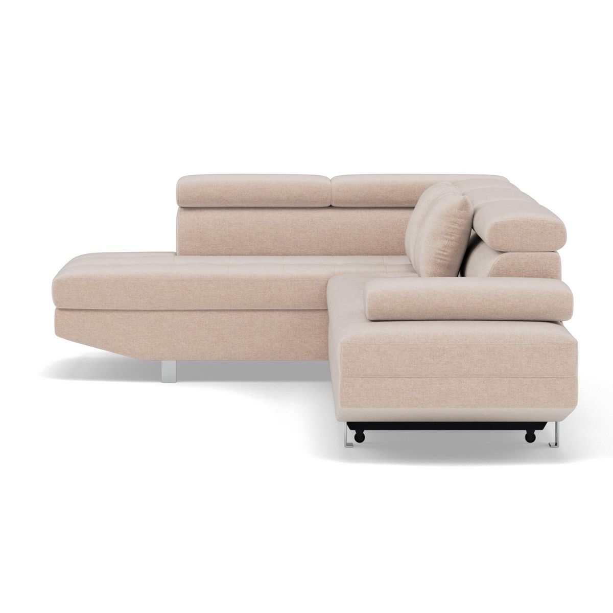 BEST MOBILIER Margaux - canapé d'angle gauche 5 places convertible avec coffre et têtières réglables en velours texturé